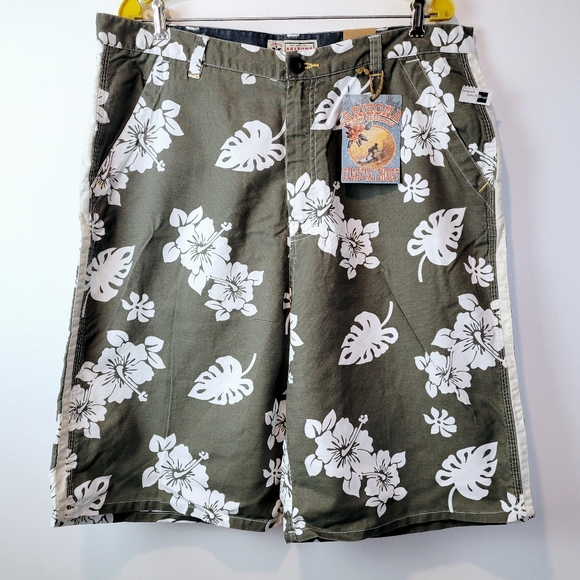 Arizona Jean Company Other - Arizona Jean Company Coastal Board Shorts Mens Size 38~Floral Hawaiian~Green~NWT